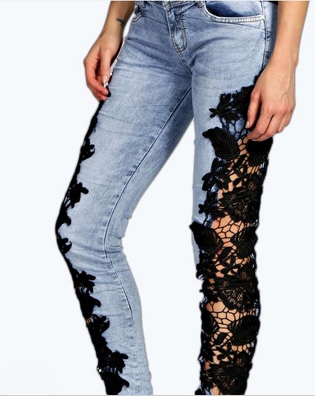 customização de calça jeans com renda